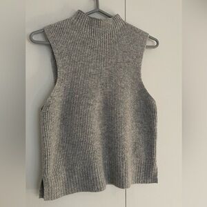 Gray Sleeveless Ribbed Knit Top